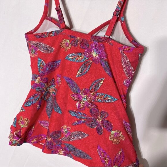 5/$25 Christina Red Floral Tankini Bikini Top Swim Top 10 - Picture 10 of 12